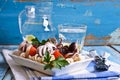 Salad with octopus, pasta and tomato Royalty Free Stock Photo