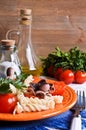 Salad with octopus, pasta and tomato Royalty Free Stock Photo