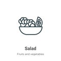 Salad outline vector icon. Thin line black salad icon, flat vector simple element illustration from editable fruits concept