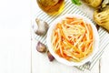 Salad of parsnip and carrot on board top
