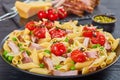 Salad with pasta penne, ham, peas Royalty Free Stock Photo