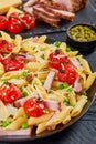 Salad with pasta penne, sliced ham Royalty Free Stock Photo