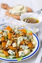 Salad with pear, pumpkin, nuts and blue cheese Royalty Free Stock Photo