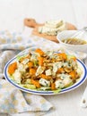 Salad with pear, pumpkin, nuts and blue cheese Royalty Free Stock Photo