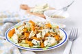 Salad with pear, pumpkin, nuts and blue cheese Royalty Free Stock Photo