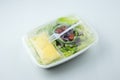 Salad on plastic box