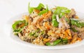 Salad with quinoa and seafood on a white plate. Royalty Free Stock Photo