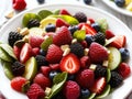 Salad for raw vegan with strawberries and blackberries. AI Generated.