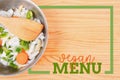 Salad with rectangle frame border of Vegan Menu card