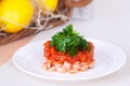 Salad with red fish and marinated carrots