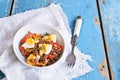 Salad of red rice, paprika and eggs Royalty Free Stock Photo