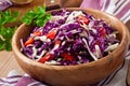 Salad of red and white cabbage and sweet red peppe Royalty Free Stock Photo