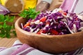 Salad of red and white cabbage and sweet red peppe Royalty Free Stock Photo