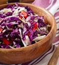 Salad of red and white cabbage and sweet red peppe Royalty Free Stock Photo