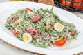 Salad with roast beef, vegetables, egg, fresh herbs Royalty Free Stock Photo