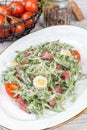 Salad with roast beef, vegetables, egg, fresh herbs Royalty Free Stock Photo