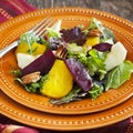 Salad with roasted beetroot, apple and pecans