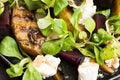 Salad of roasted beetroot, pear, lamb`s lettuce, cheese