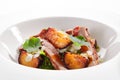 Salad with Roasted Duck Breast, Baked Pear and Strachatella Royalty Free Stock Photo