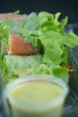 Salad roll vegetables wrapped in clear plastic box Royalty Free Stock Photo