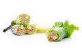 Salad Rolls tuna on white background Royalty Free Stock Photo