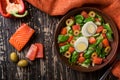 Salad with salmon and egg. Royalty Free Stock Photo