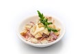 Salad with sausage, onion, cheese and crackers Royalty Free Stock Photo