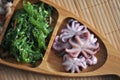 Salad from sea cabbage chuka, octopus Royalty Free Stock Photo