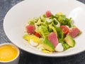 Salad with seared tuna, avocado and mango sauce Royalty Free Stock Photo