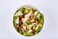 Salad of shrimp and avocado, served in white bowl Royalty Free Stock Photo