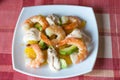 Salad with shrimps, avocodo and orange. Royalty Free Stock Photo