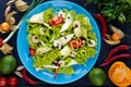 Salad with shrimps, caviar and avocado slices Royalty Free Stock Photo