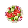Salad of Sliced Vegetables Served Food. Vector Royalty Free Stock Photo