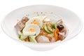 Salad slices of pork eggs and vegetables isolated