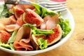 Salad with smoked ham and fresh figs Royalty Free Stock Photo
