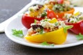 Salad snack bell peppers stuffed couscous with vegetables Royalty Free Stock Photo