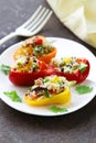 Salad snack bell peppers stuffed couscous with vegetables Royalty Free Stock Photo