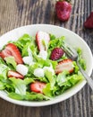 Salad with Strawberry, Green Lettuce and Cheese