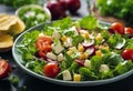 salad summer spring closeup delicious diet dinner close food fresh glasses epicure green health healthy herb interior lettuce