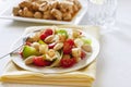 Salad with tomatoes, boiled white kidney beans and croutons Royalty Free Stock Photo