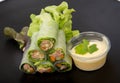 Salad tuna roll in black Royalty Free Stock Photo