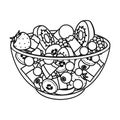 Salad from various kinds of fruit. Fruit single icon in outline style vector symbol stock illustration web.