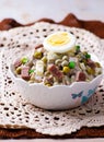 Salad with veal tonque and mayonnaise. Royalty Free Stock Photo