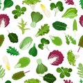 Salad vegetable leaves seamless pattern