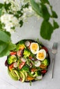 Salad with vegetables, avocado and eggs Royalty Free Stock Photo