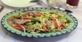 Salad with vegetables and pork ears Royalty Free Stock Photo