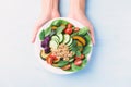 Salad vegetables with quinoa seeds on plate Royalty Free Stock Photo