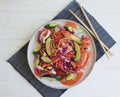 Salad, vegetarian chinese food health on a wooden background table Royalty Free Stock Photo