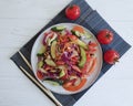Salad, vegetarian chinese food tomato nutrition health on a wooden background table Royalty Free Stock Photo
