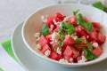 Salad with watermelon, feta cheese and mint